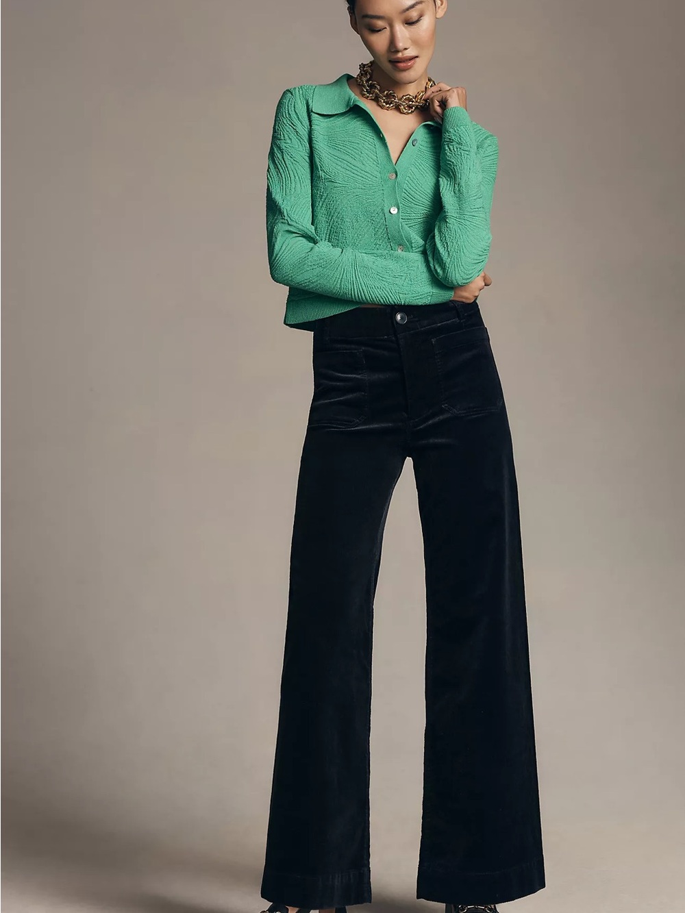Anthropologie Maeve the Colette Black Wide-Leg Cordoury Pants